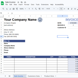 Invoice Template on Google sheet
